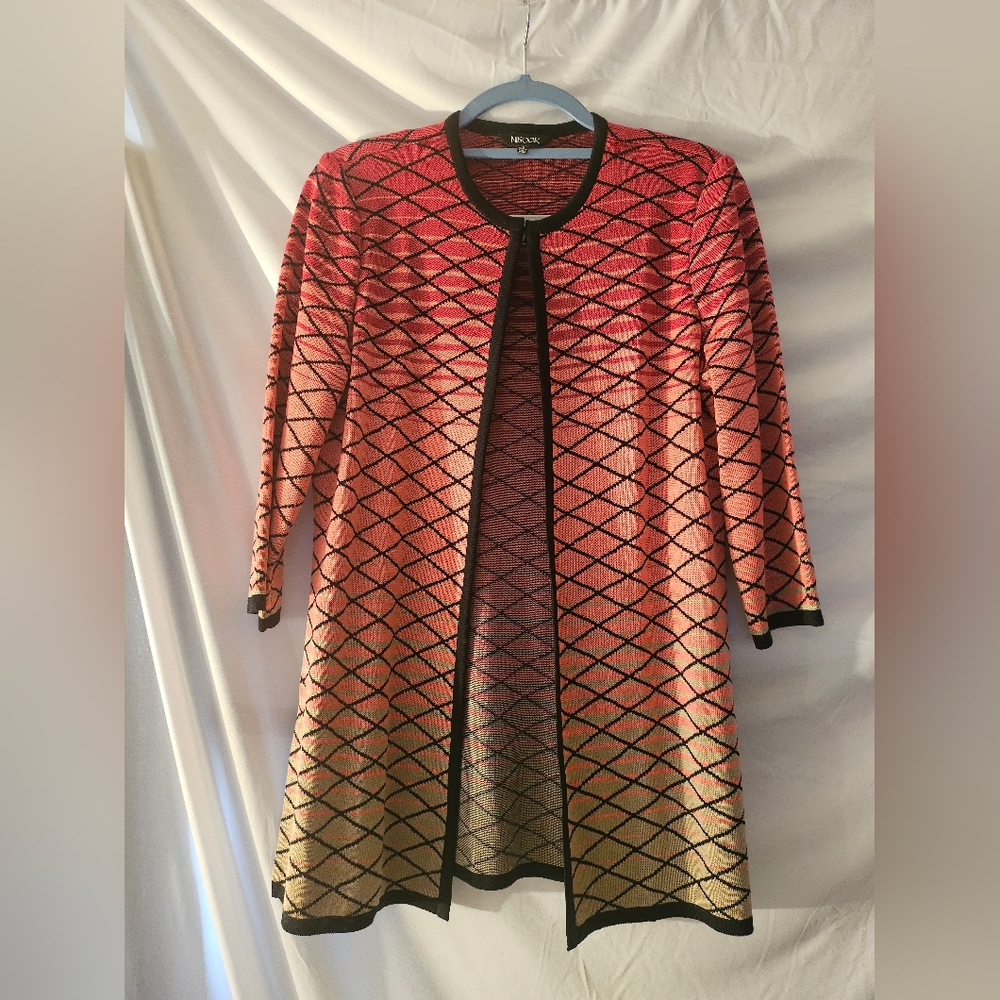 Misook Ombré Open Front Cardigan Jacket Hook Top Closure Size Small 3/4‎ Sleeves
